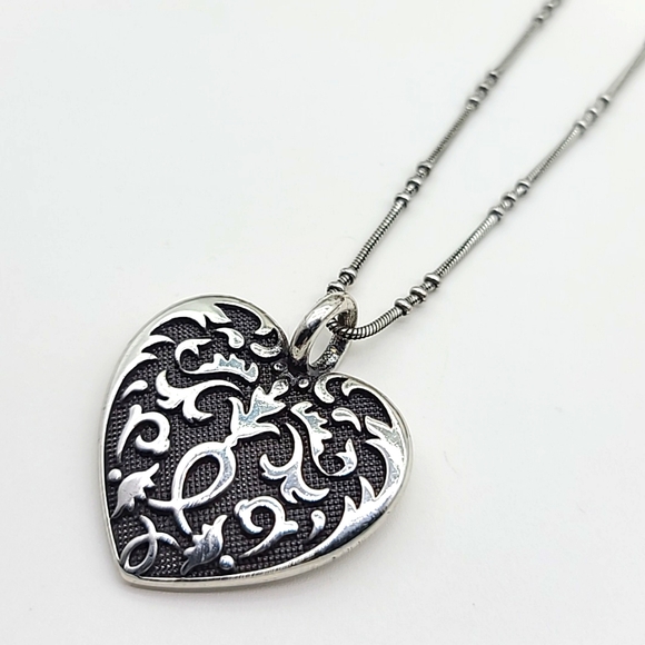 Brighton "CORDOBA HEART" Reversible Pendant Worn 1x!! MSRP $58 Beautiful 🖤❤️ - Picture 2 of 10